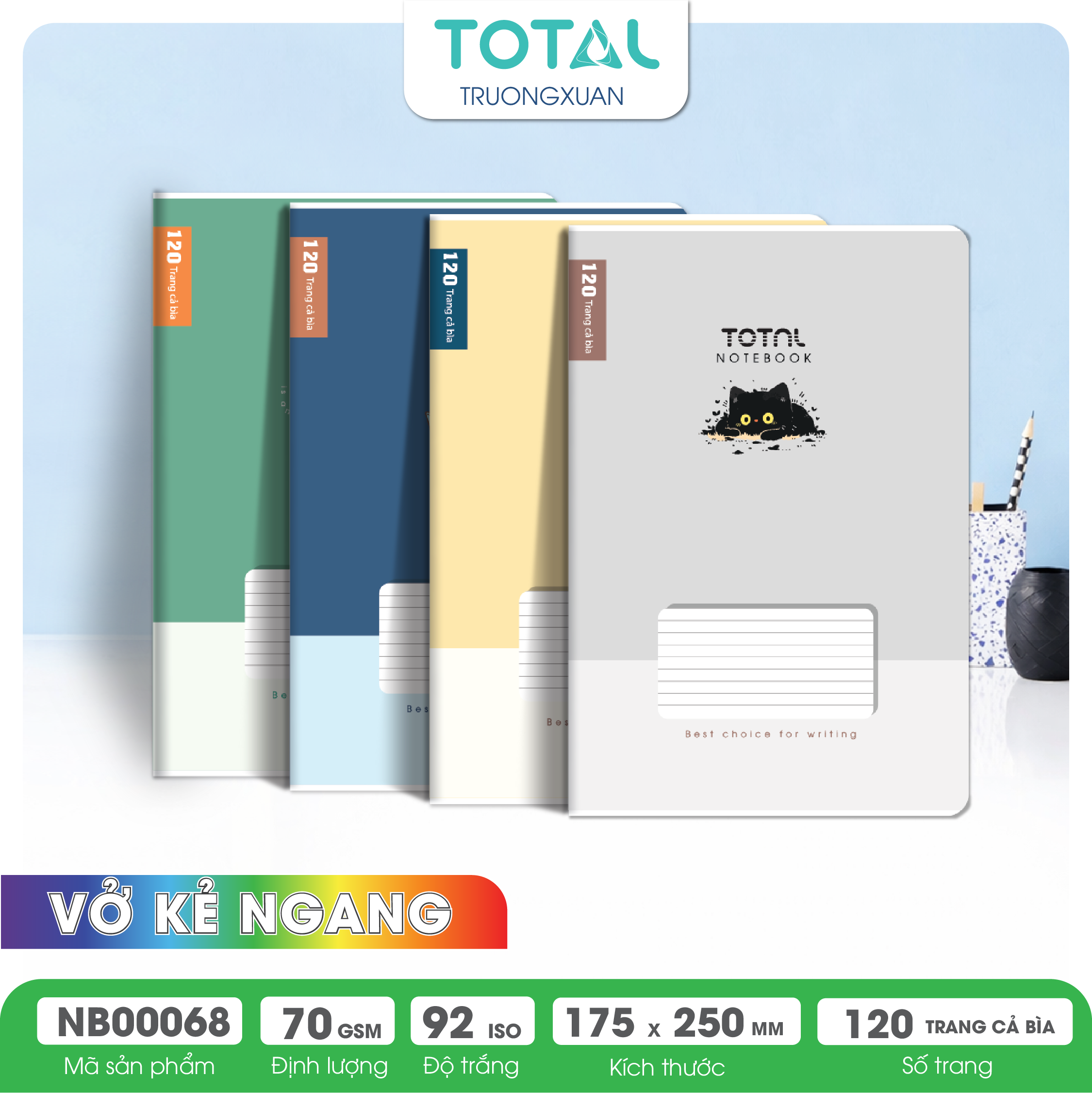 Vở kẻ ngang cao cấp Total Chill Day 120 trang