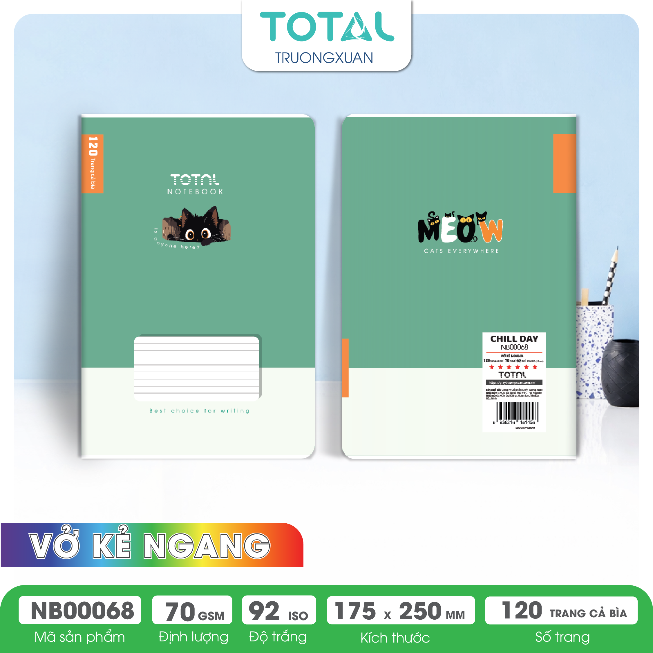 Vở kẻ ngang cao cấp Total Chill Day 120 trang