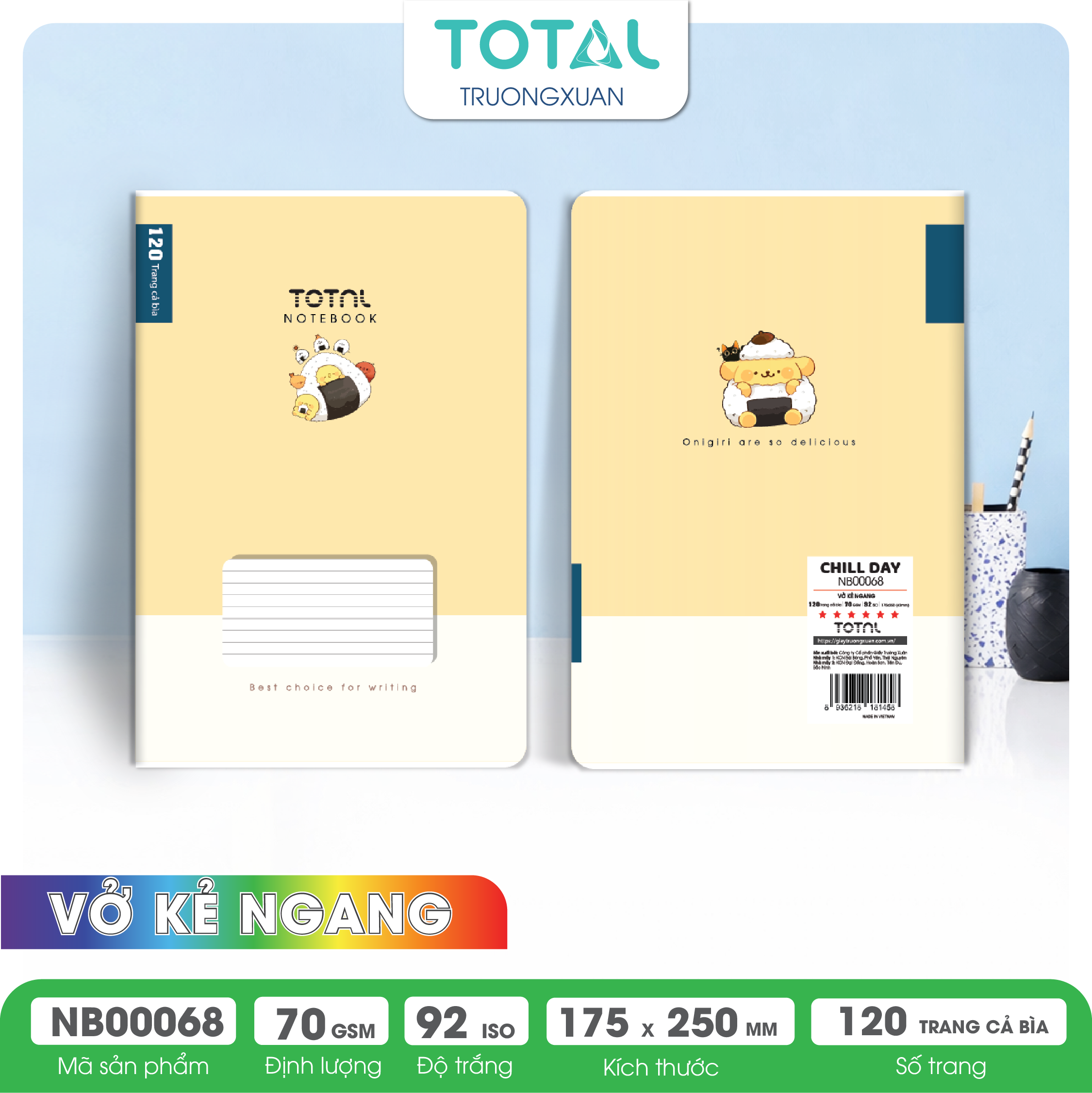 Vở kẻ ngang cao cấp Total Chill Day 120 trang