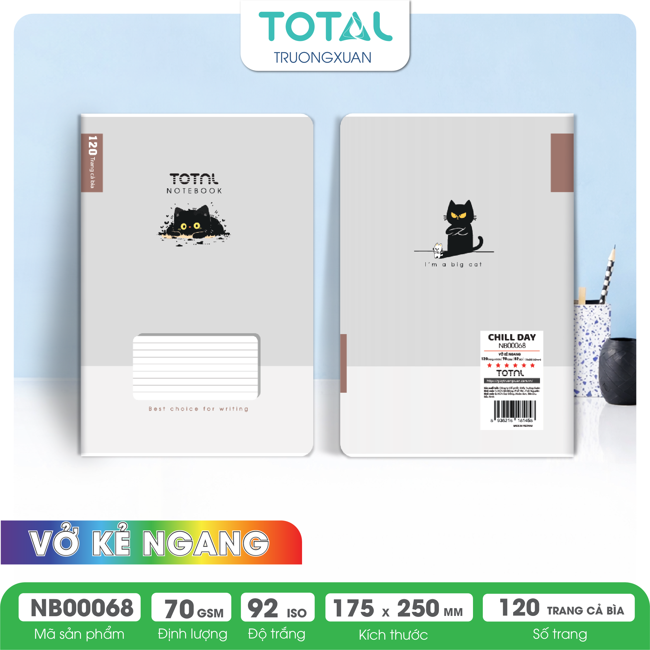 Vở kẻ ngang cao cấp Total Chill Day 120 trang