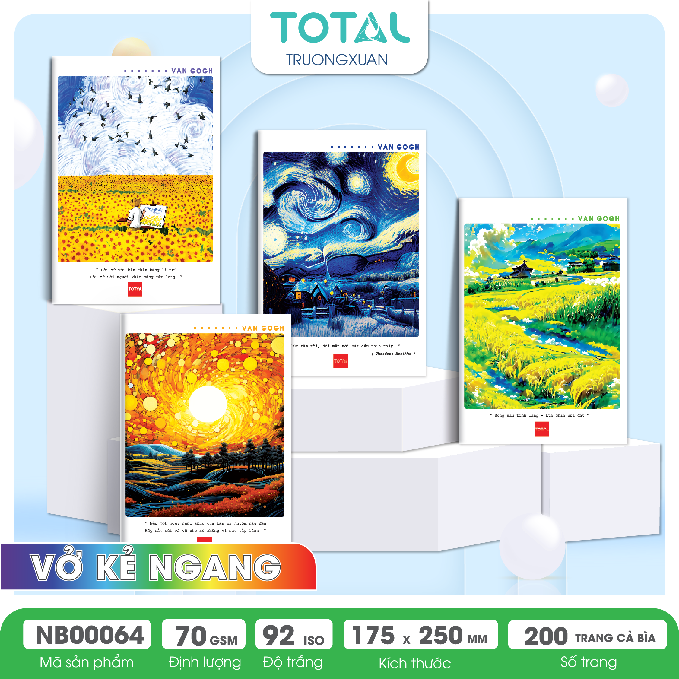 Vở kẻ ngang Total Art 200 trang