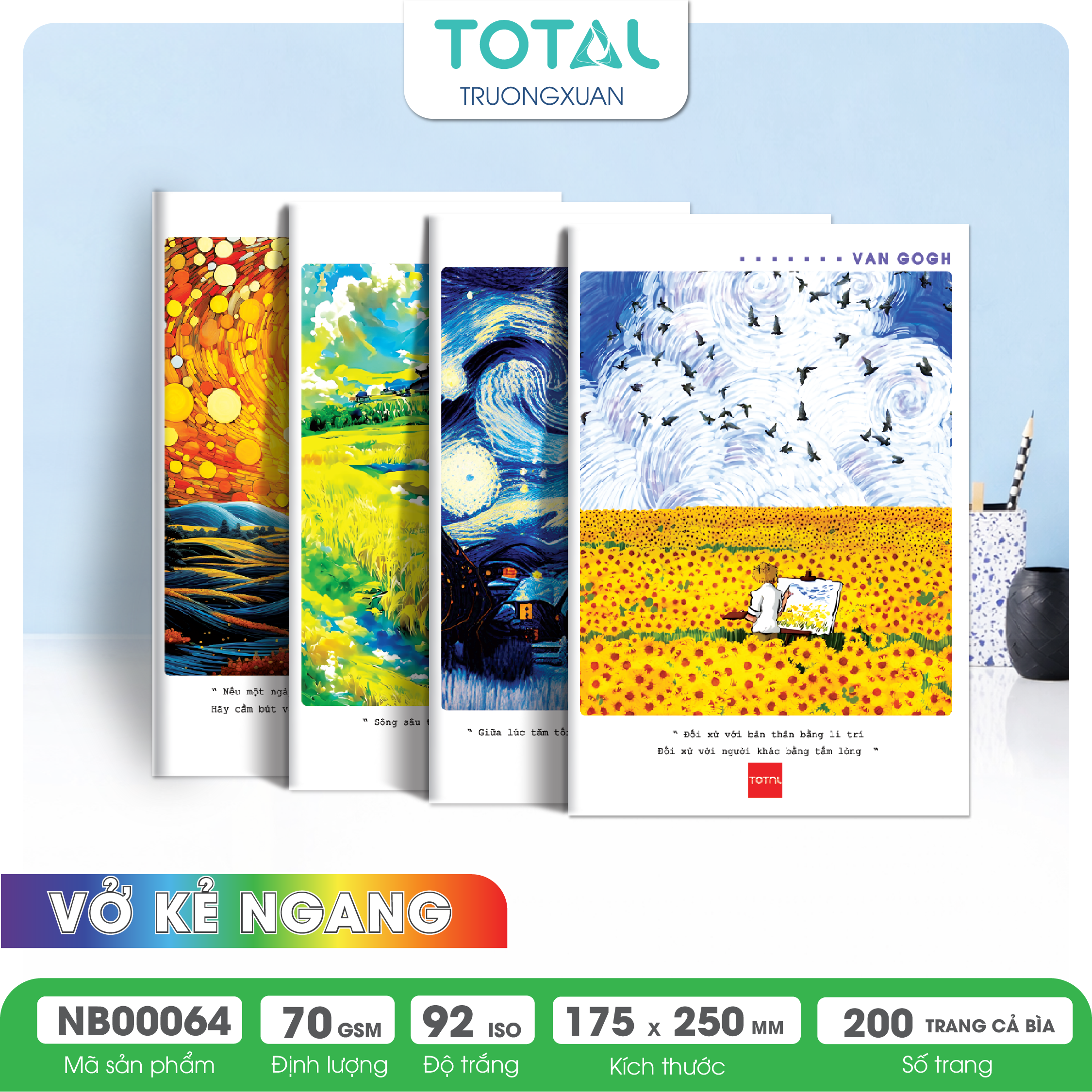 Vở kẻ ngang Total Art 200 trang