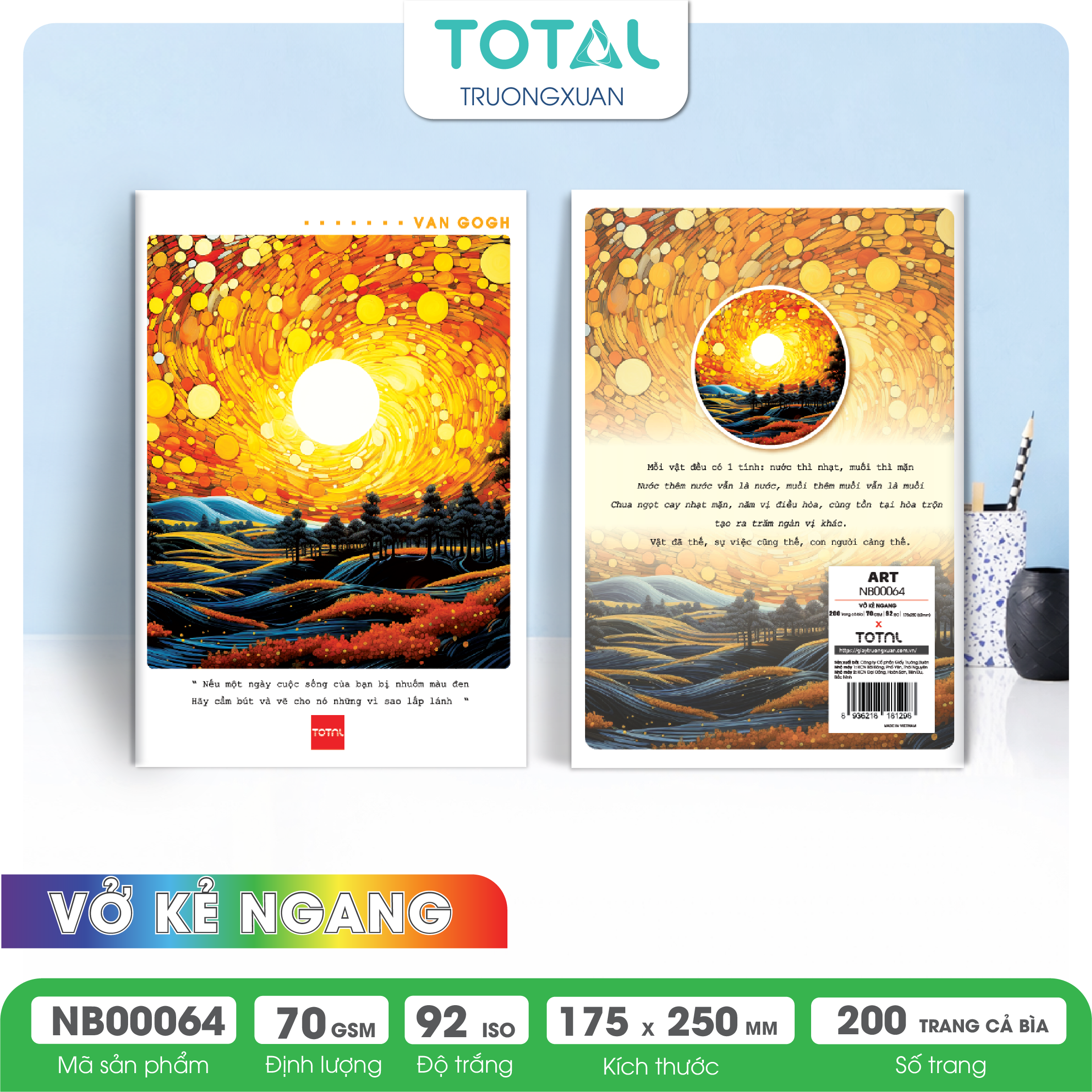 Vở kẻ ngang Total Art 200 trang