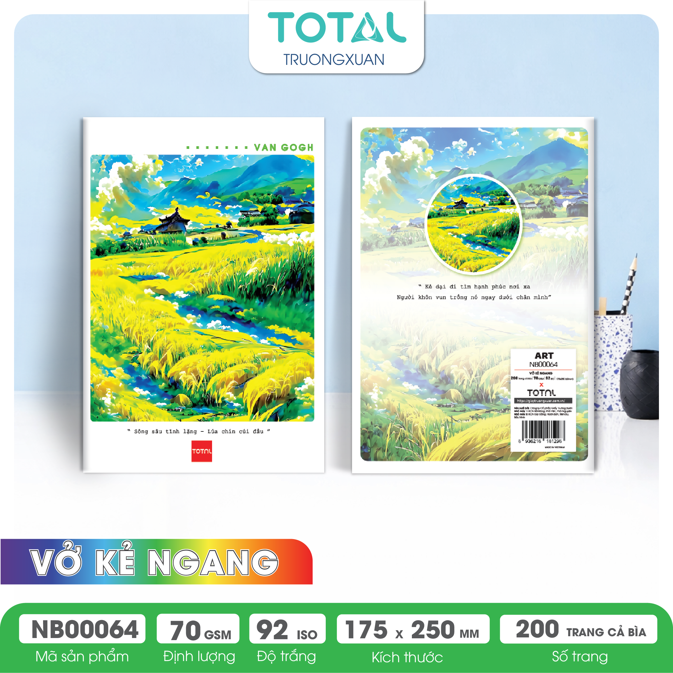 Vở kẻ ngang Total Art 200 trang