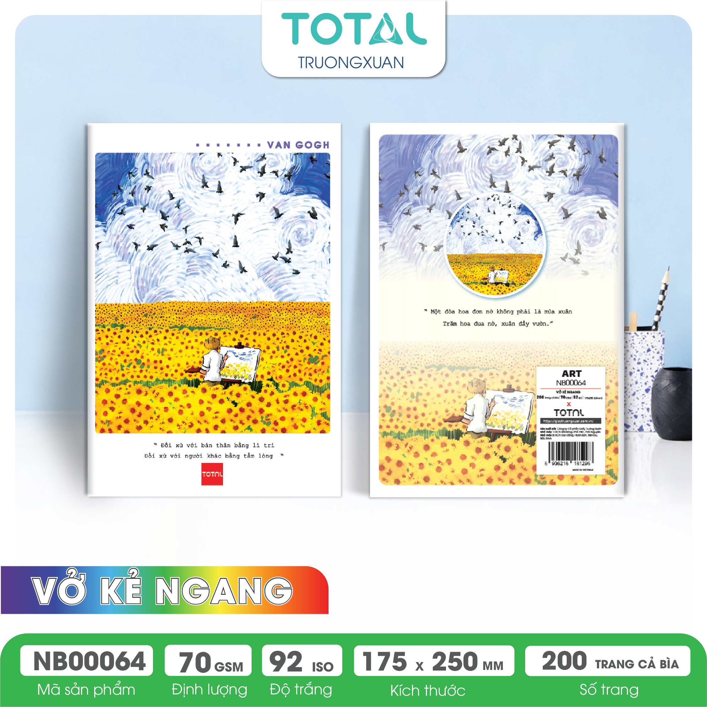 Vở kẻ ngang Total Art 200 trang