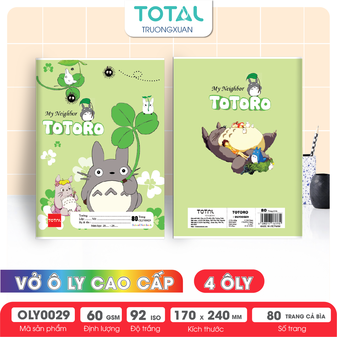 Vở oly Total Totoro 80 trang 4 ôly
