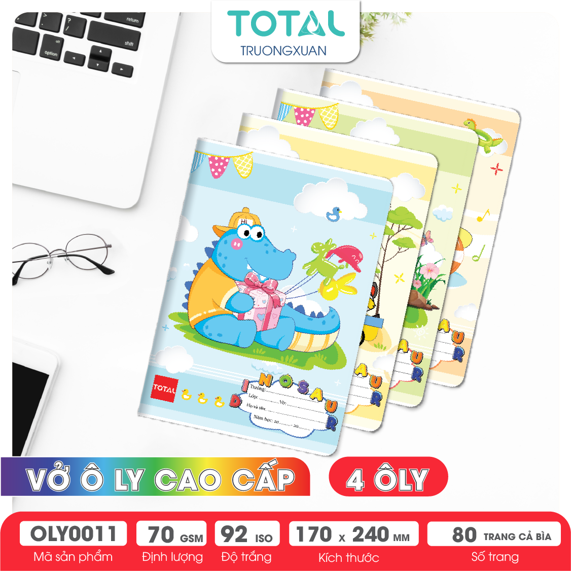 Vở oly Total Dino 80 trang 4 ôly