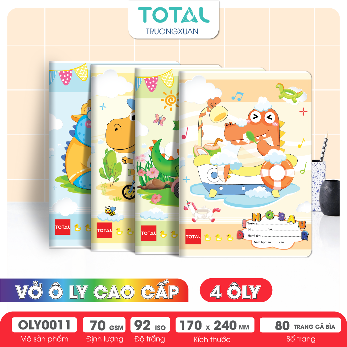 Vở oly Total Dino 80 trang 4 ôly