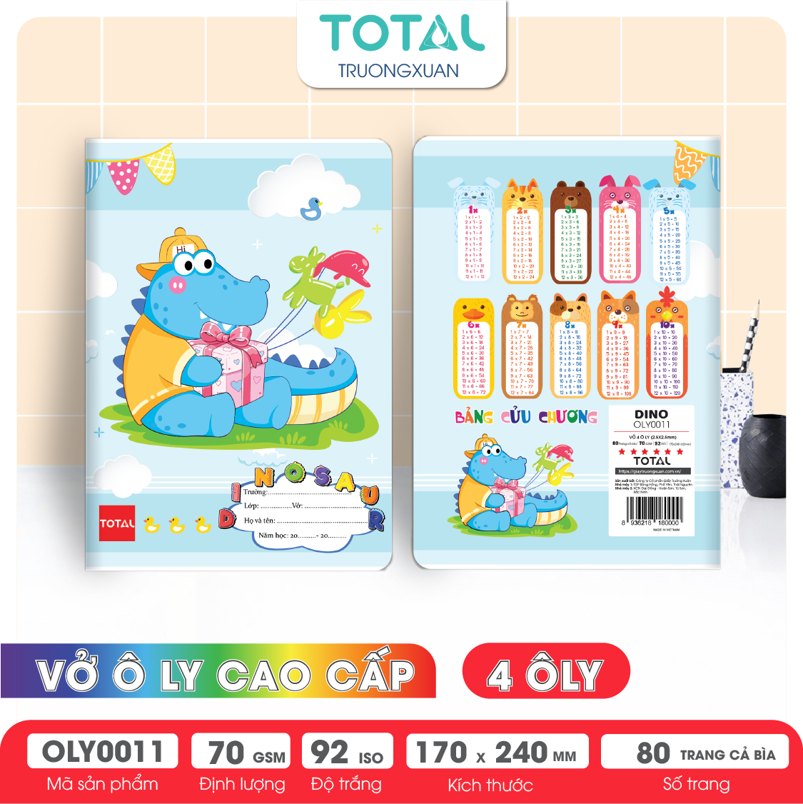Vở oly Total Dino 80 trang 4 ôly