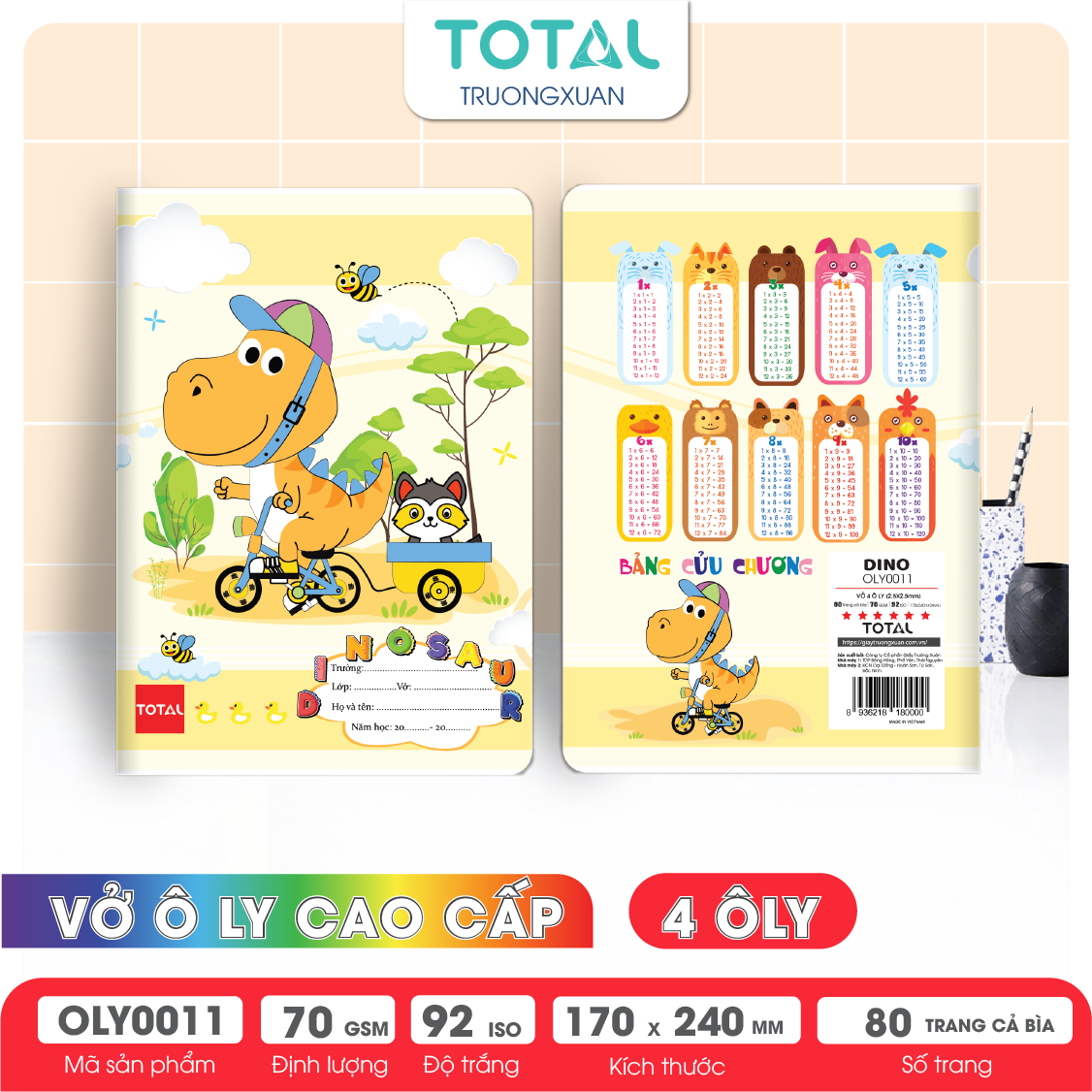 Vở oly Total Dino 80 trang 4 ôly