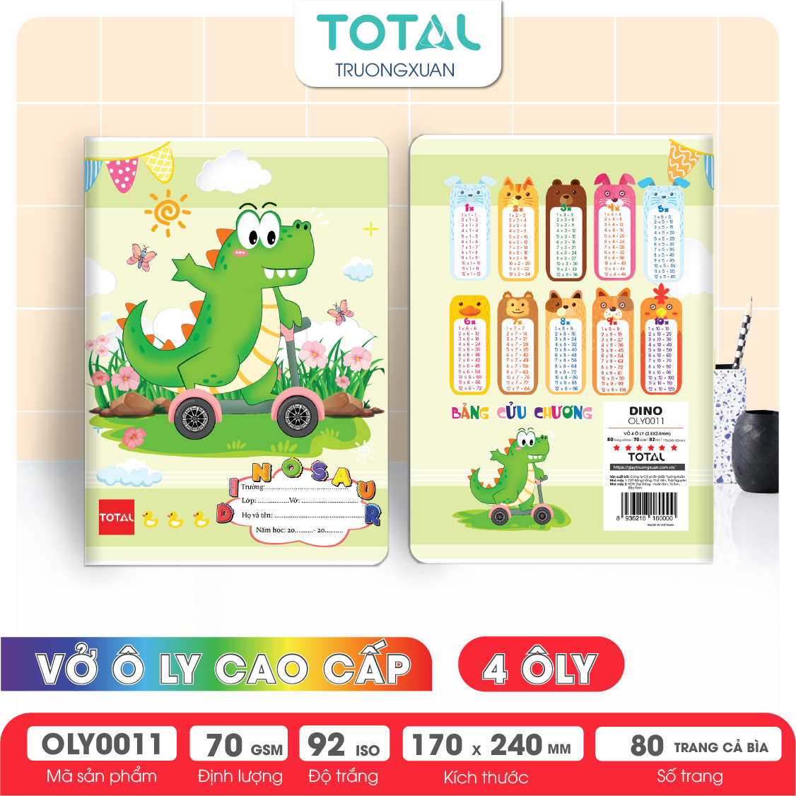 Vở oly Total Dino 80 trang 4 ôly