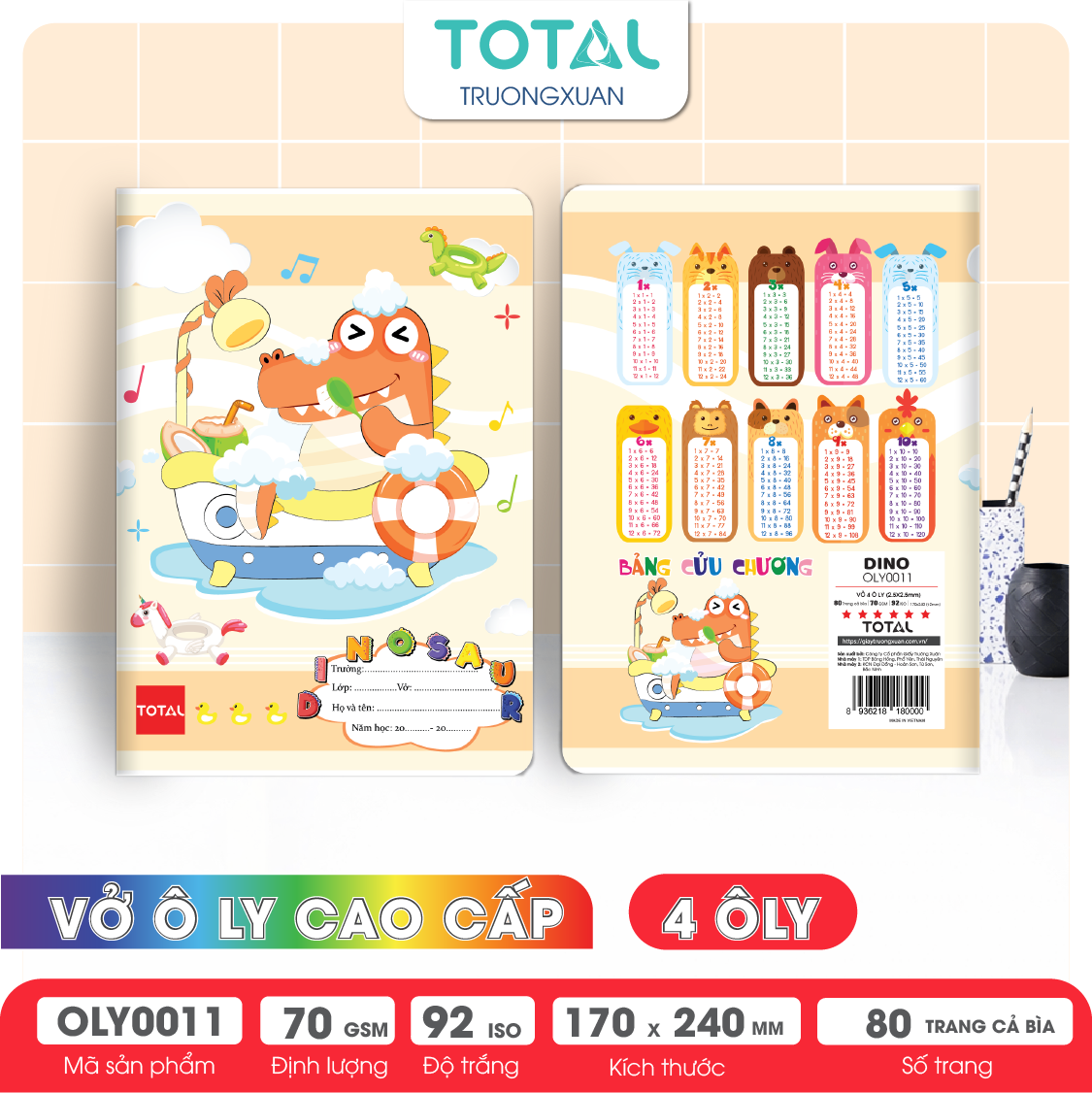Vở oly Total Dino 80 trang 4 ôly