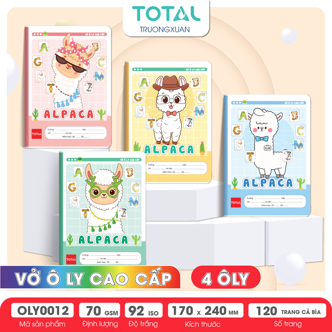 Vở oly Total Alpaca 120 trang 4 ôly