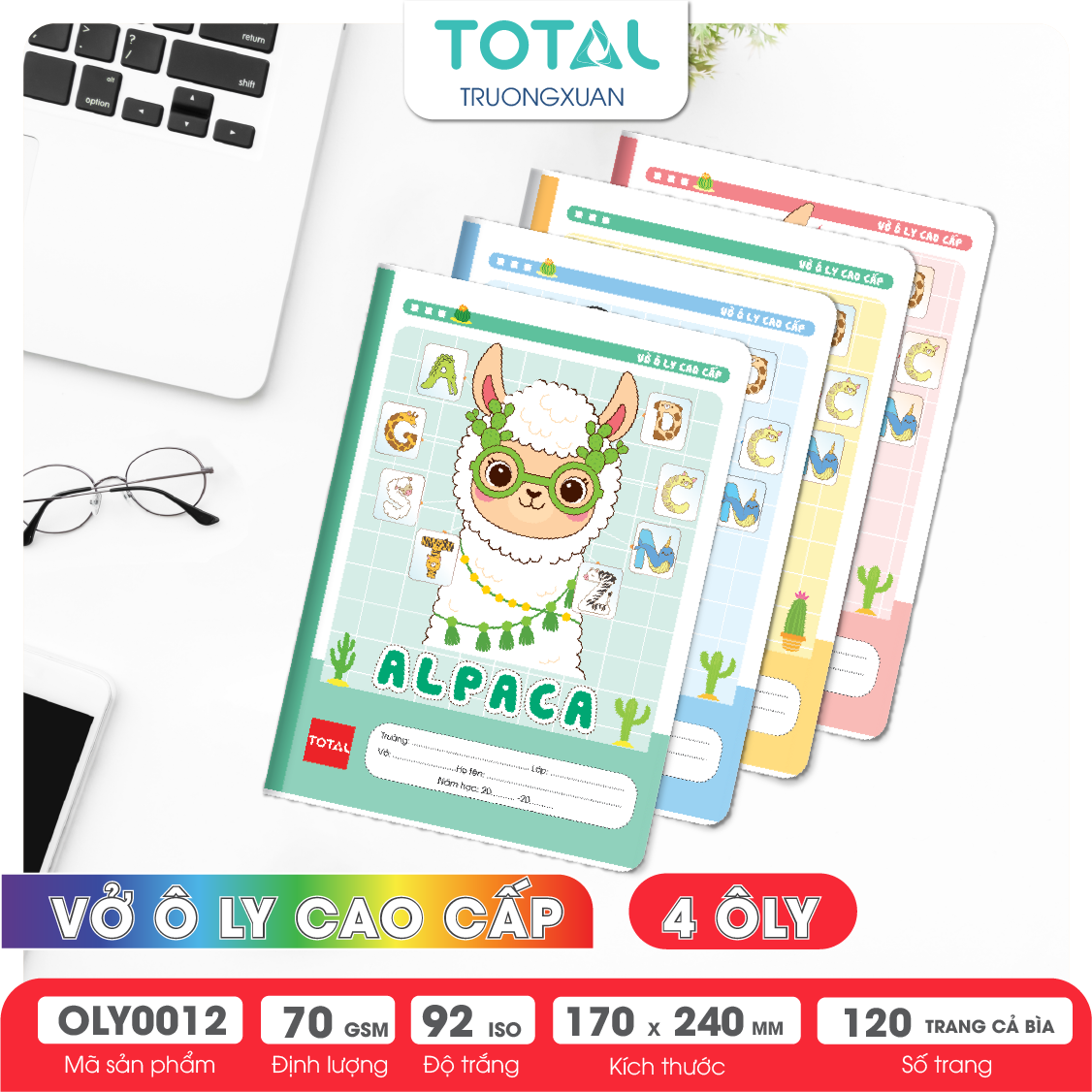 Vở oly Total Alpaca 120 trang 4 ôly