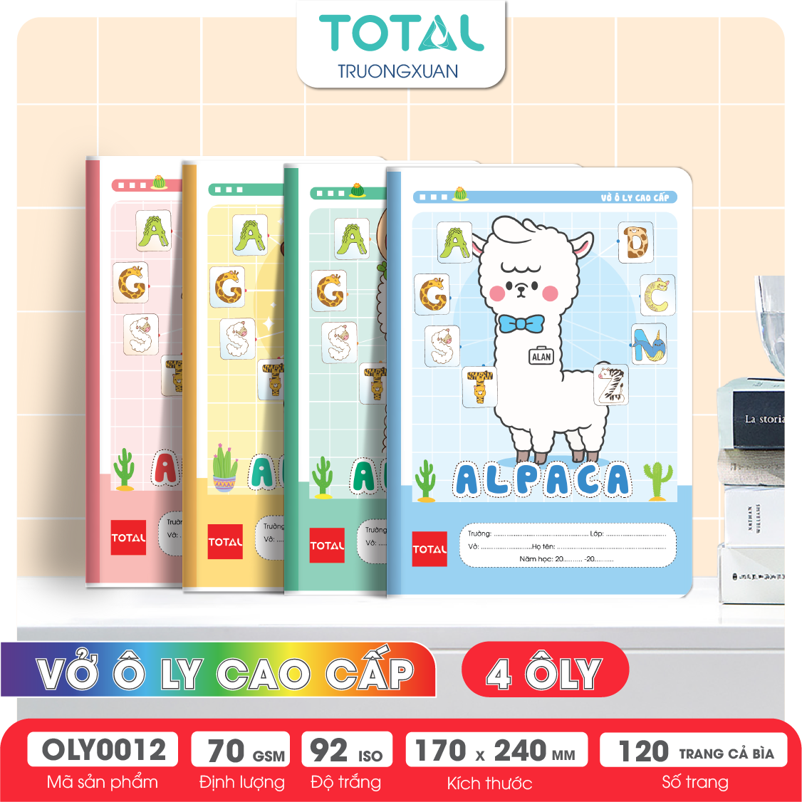 Vở oly Total Alpaca 120 trang 4 ôly