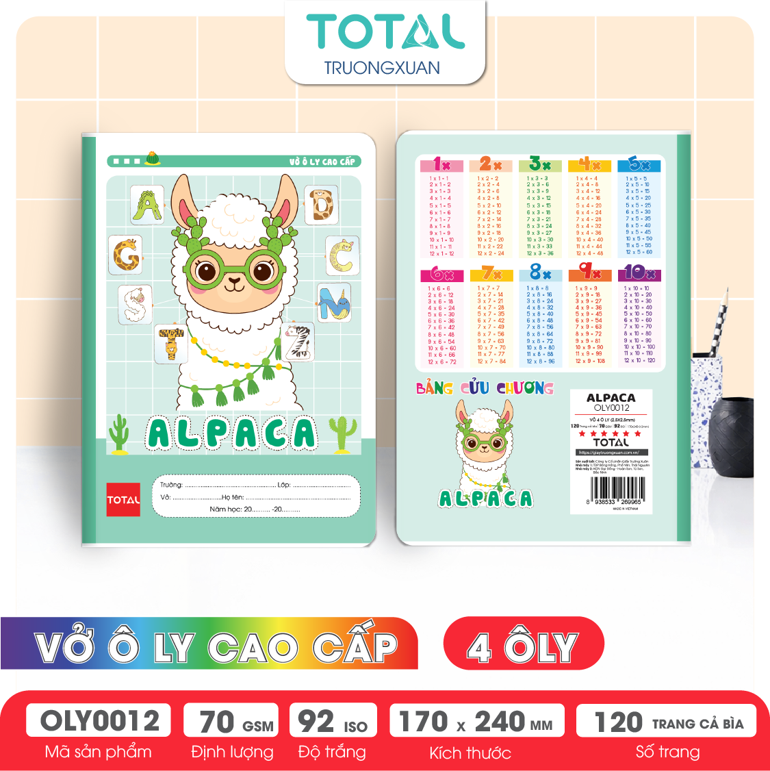 Vở oly Total Alpaca 120 trang 4 ôly