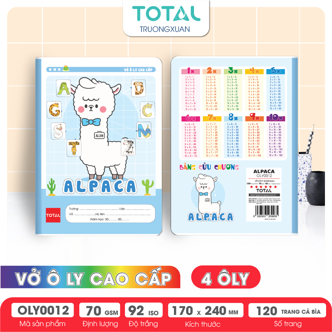 Vở oly Total Alpaca 120 trang 4 ôly
