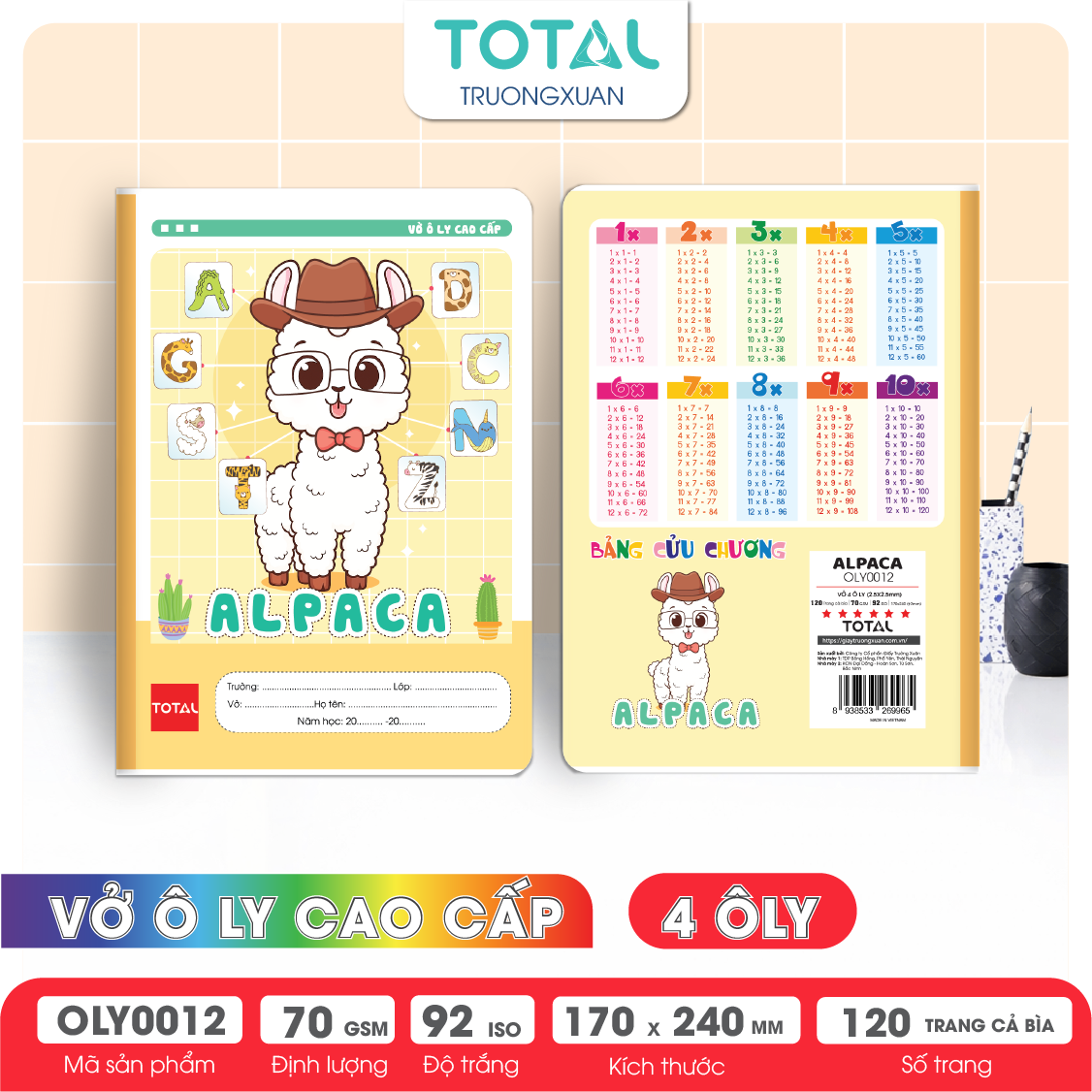 Vở oly Total Alpaca 120 trang 4 ôly