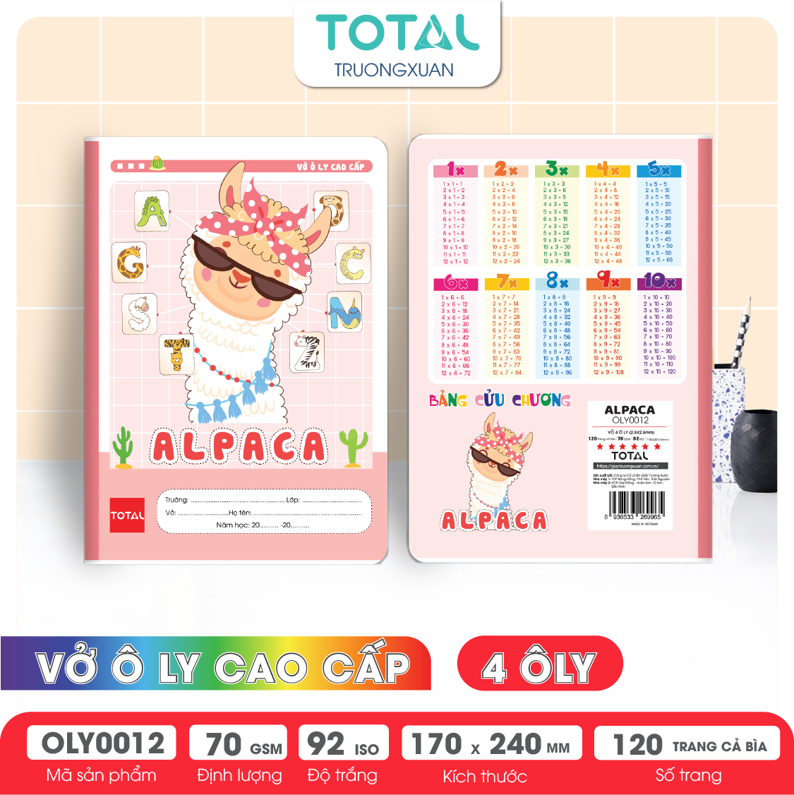 Vở oly Total Alpaca 120 trang 4 ôly