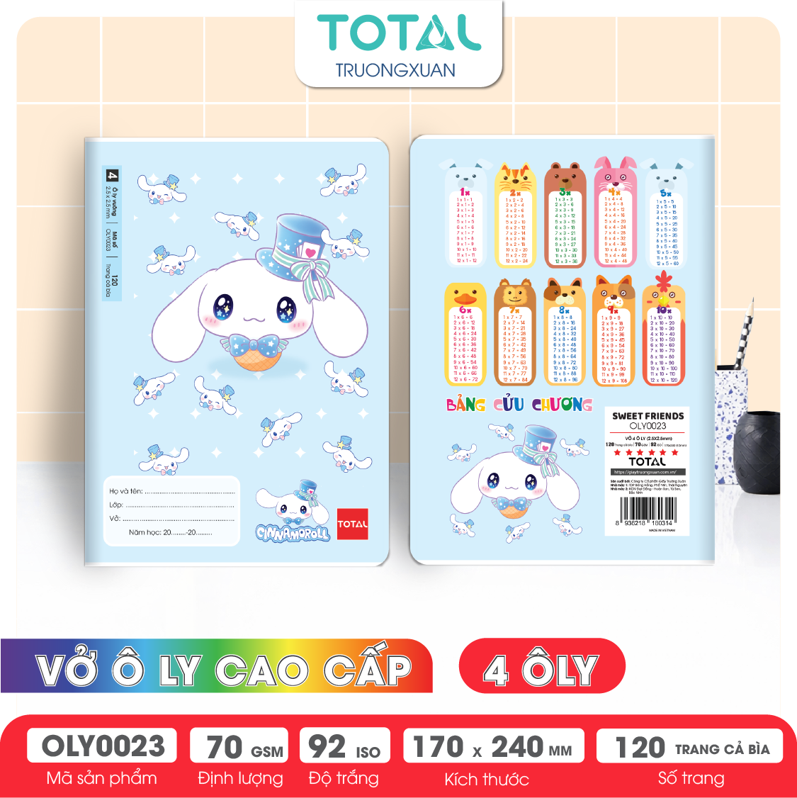 Vở oly Total Sweet Friends 120 trang 4 ôly