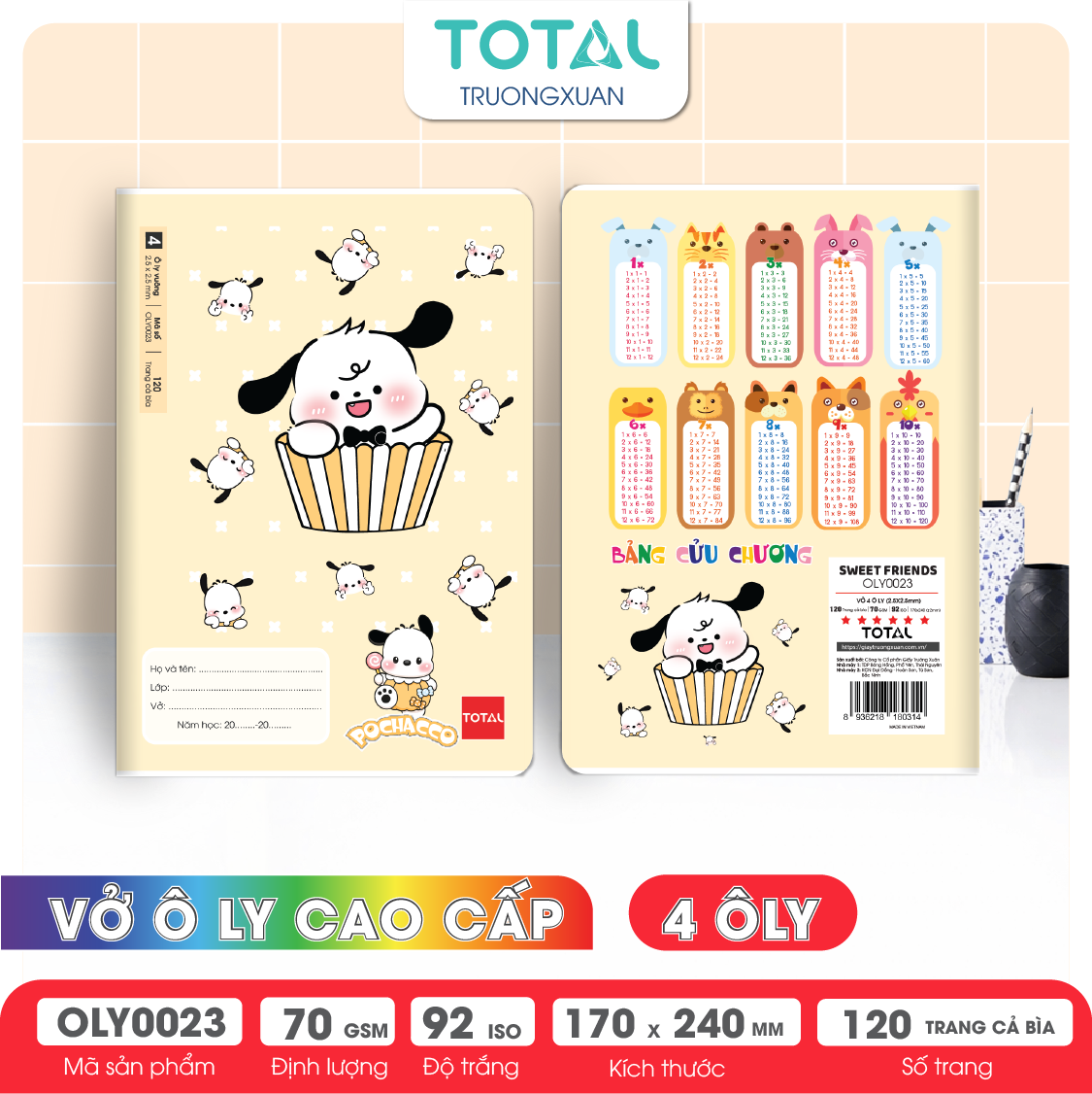 Vở oly Total Sweet Friends 120 trang 4 ôly