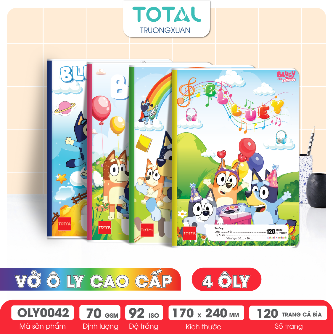 Vở oly Total BLUEY 120 trang 4 ôly