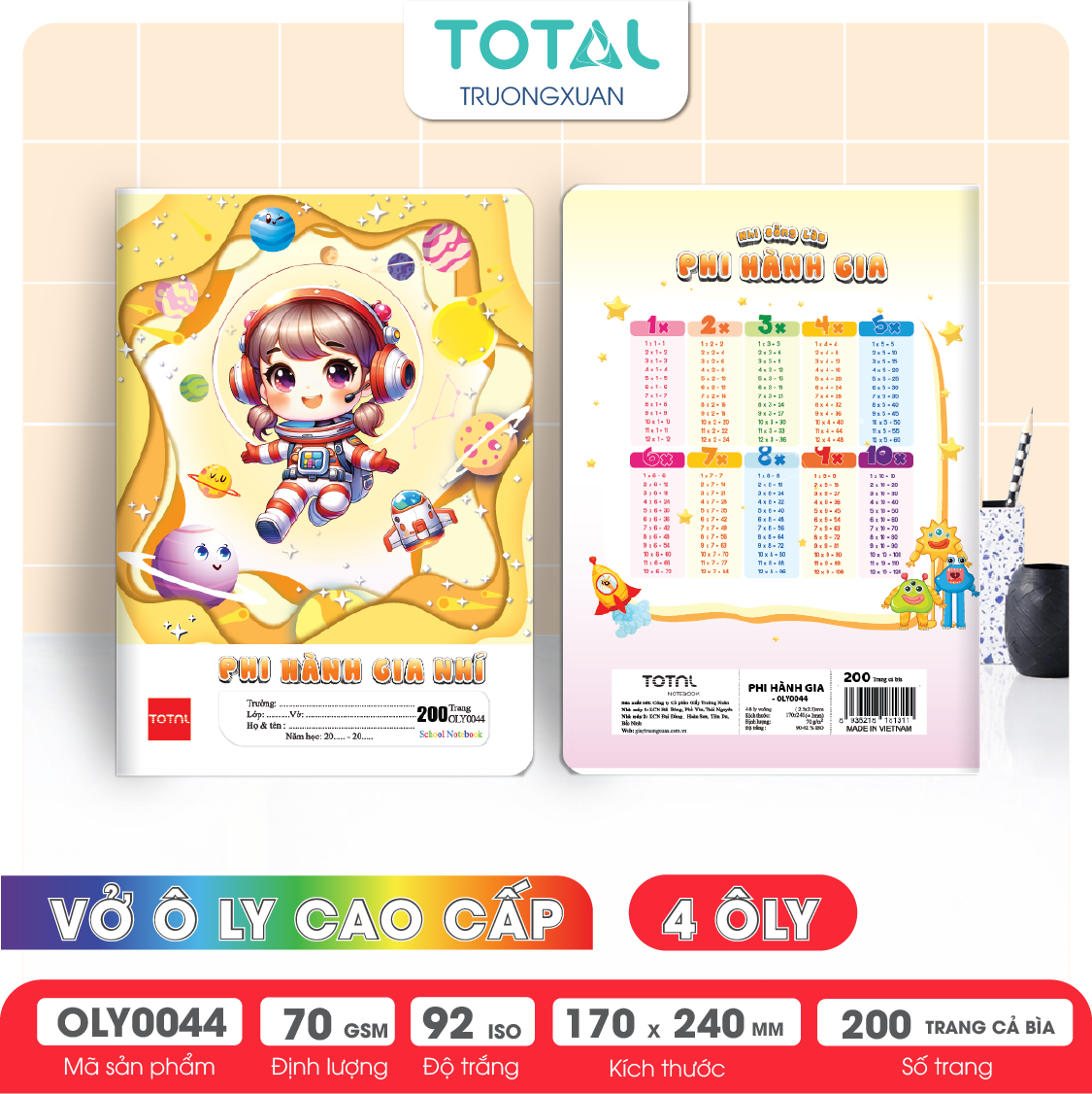 Vở oly Total Phi Hành Gia 200 trang 4 ôly