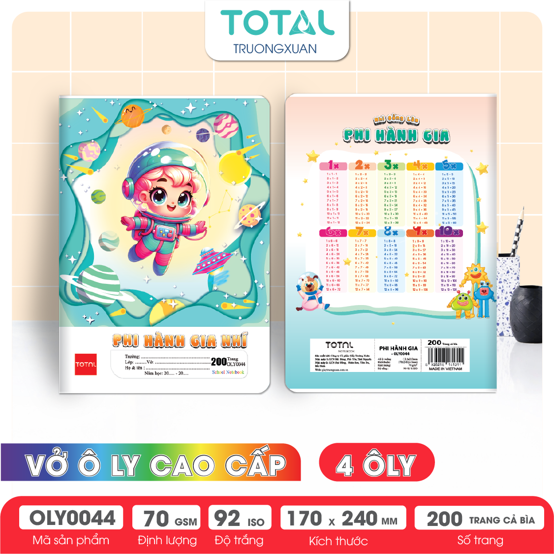 Vở oly Total Phi Hành Gia 200 trang 4 ôly