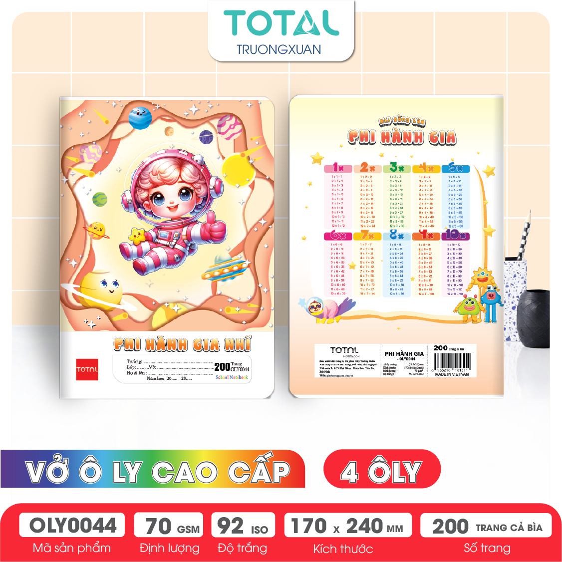 Vở oly Total Phi Hành Gia 200 trang 4 ôly