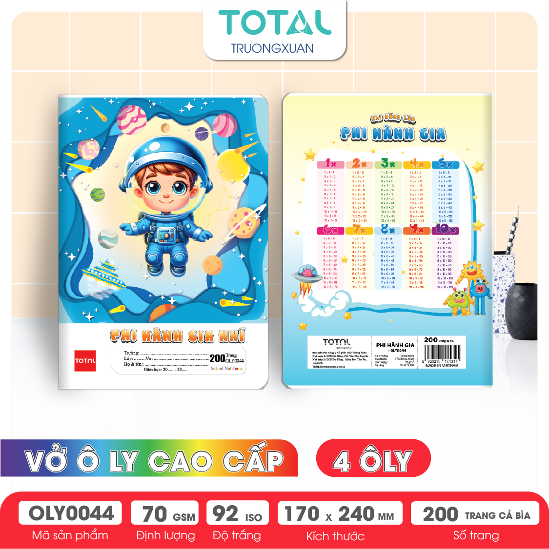 Vở oly Total Phi Hành Gia 200 trang 4 ôly