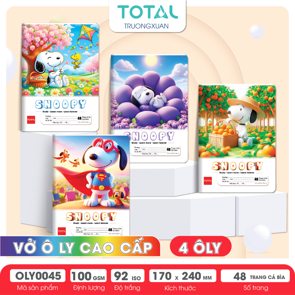 Vở oly Total Snoopy 48 trang 4 ôly