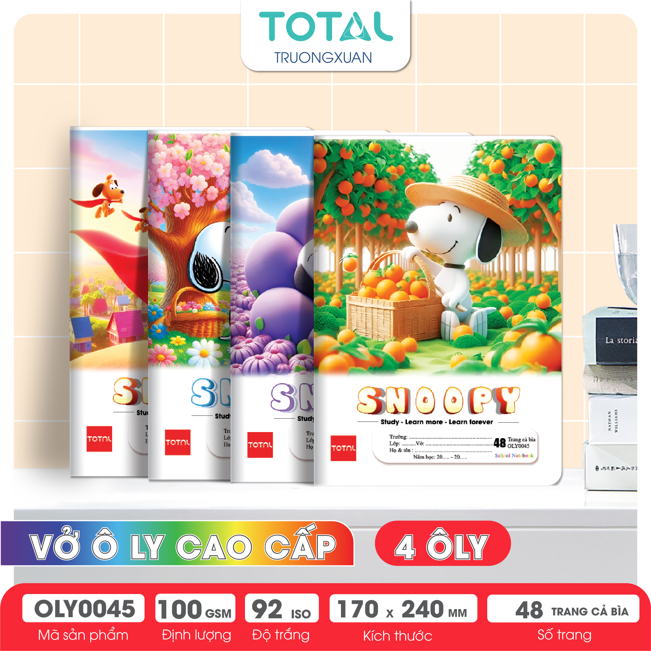 Vở oly Total Snoopy 48 trang 4 ôly