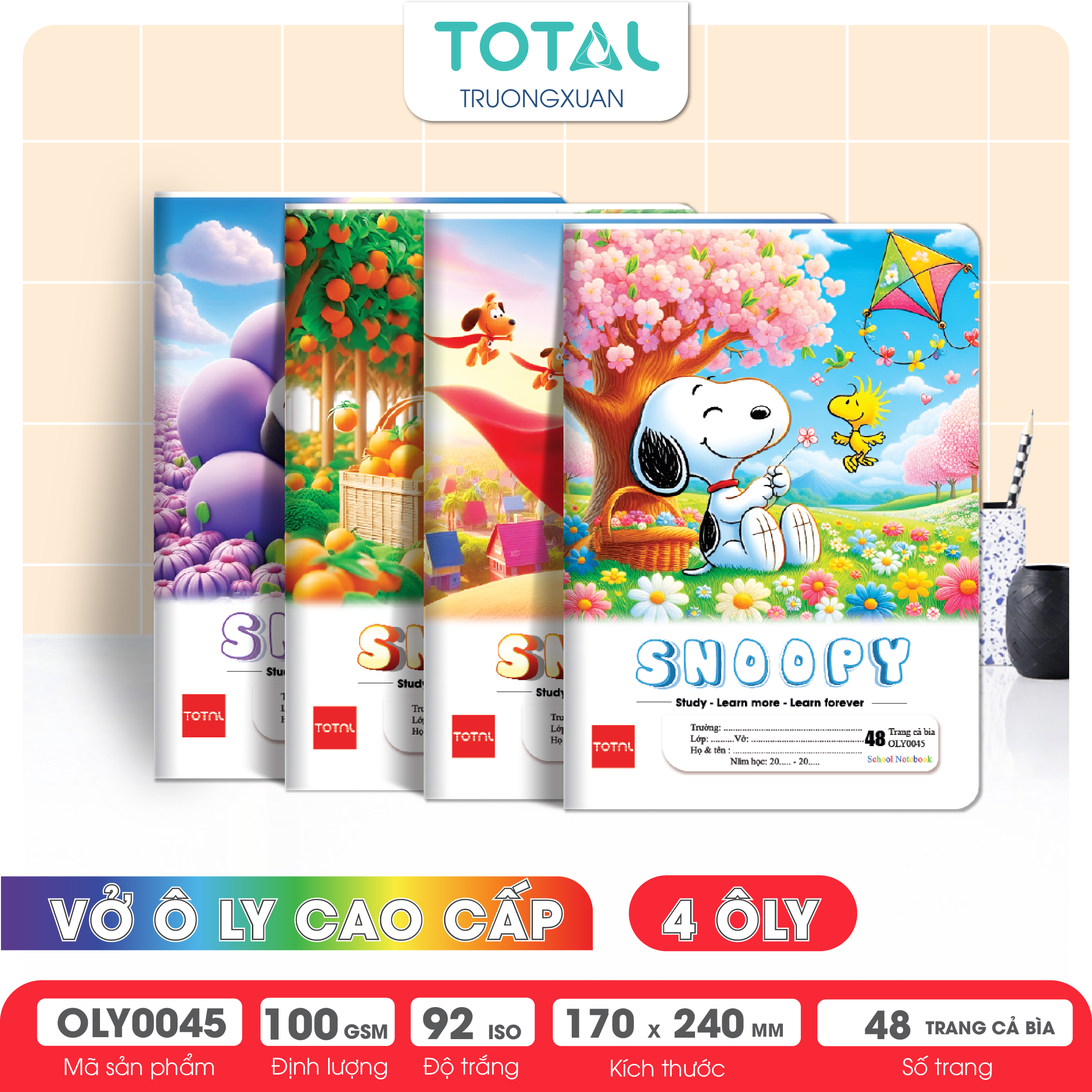 Vở oly Total Snoopy 48 trang 4 ôly