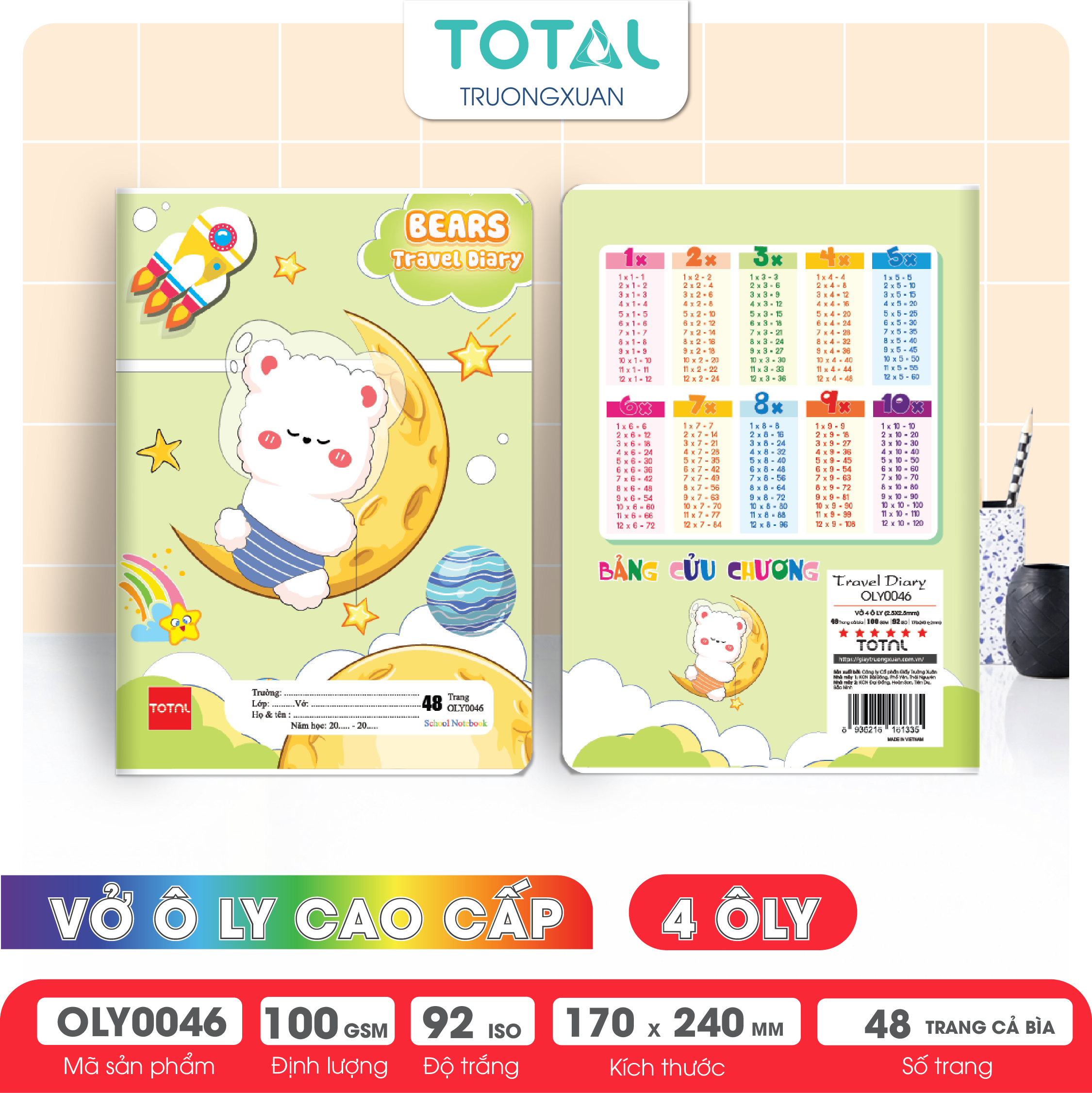 Vở oly Total Travel Diary 48 trang 4 ôly