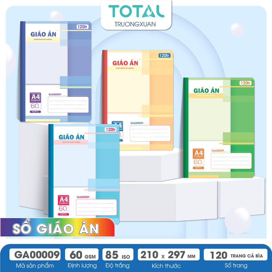 Sổ Giáo án kẻ ngang A4 Total 120 trang