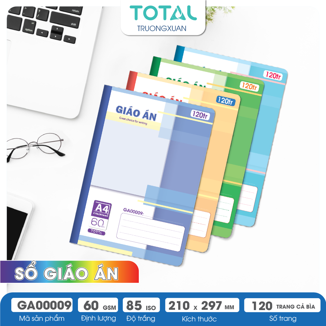 Sổ Giáo án kẻ ngang A4 Total 120 trang
