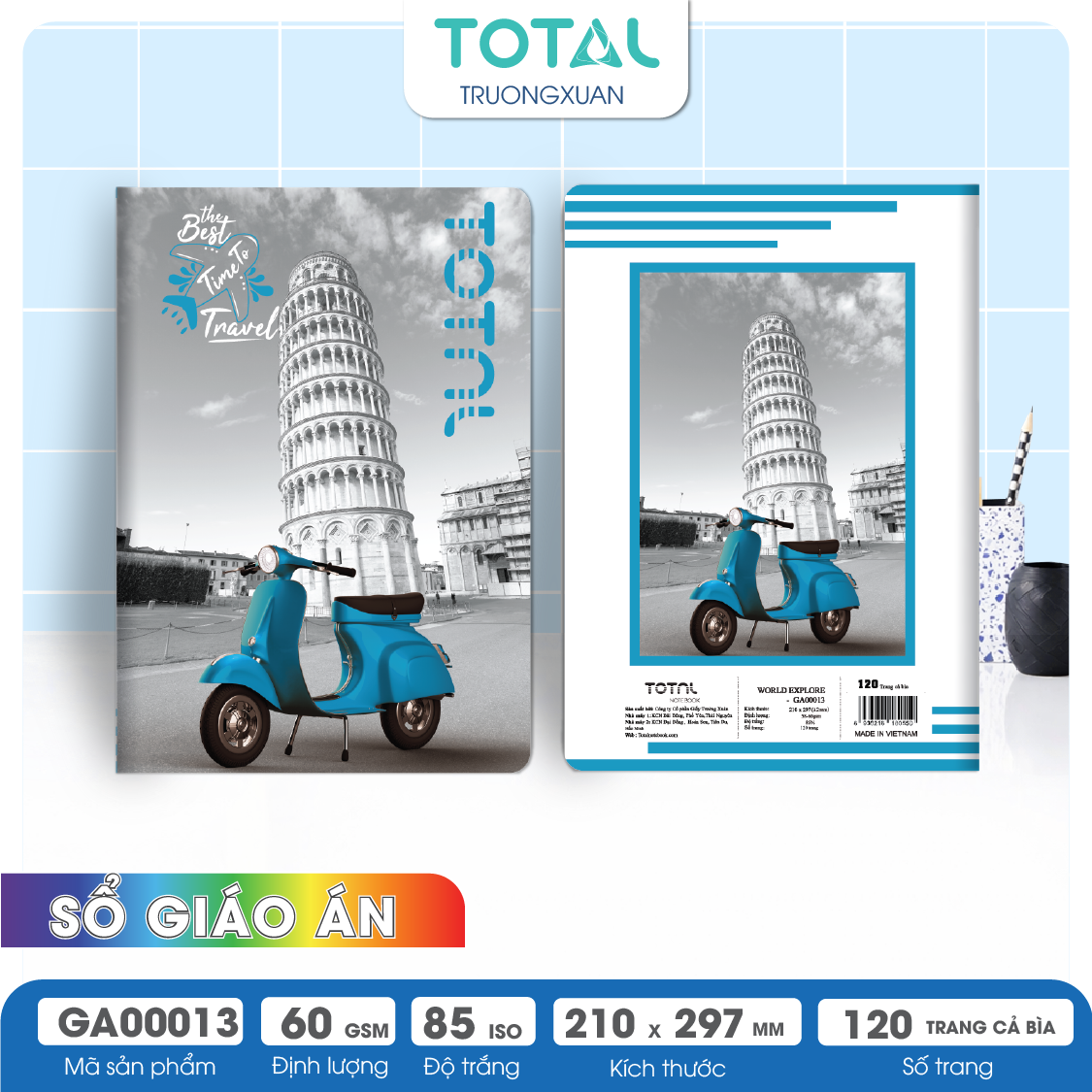 Sổ World Explore kẻ ngang A4 Total 120 trang