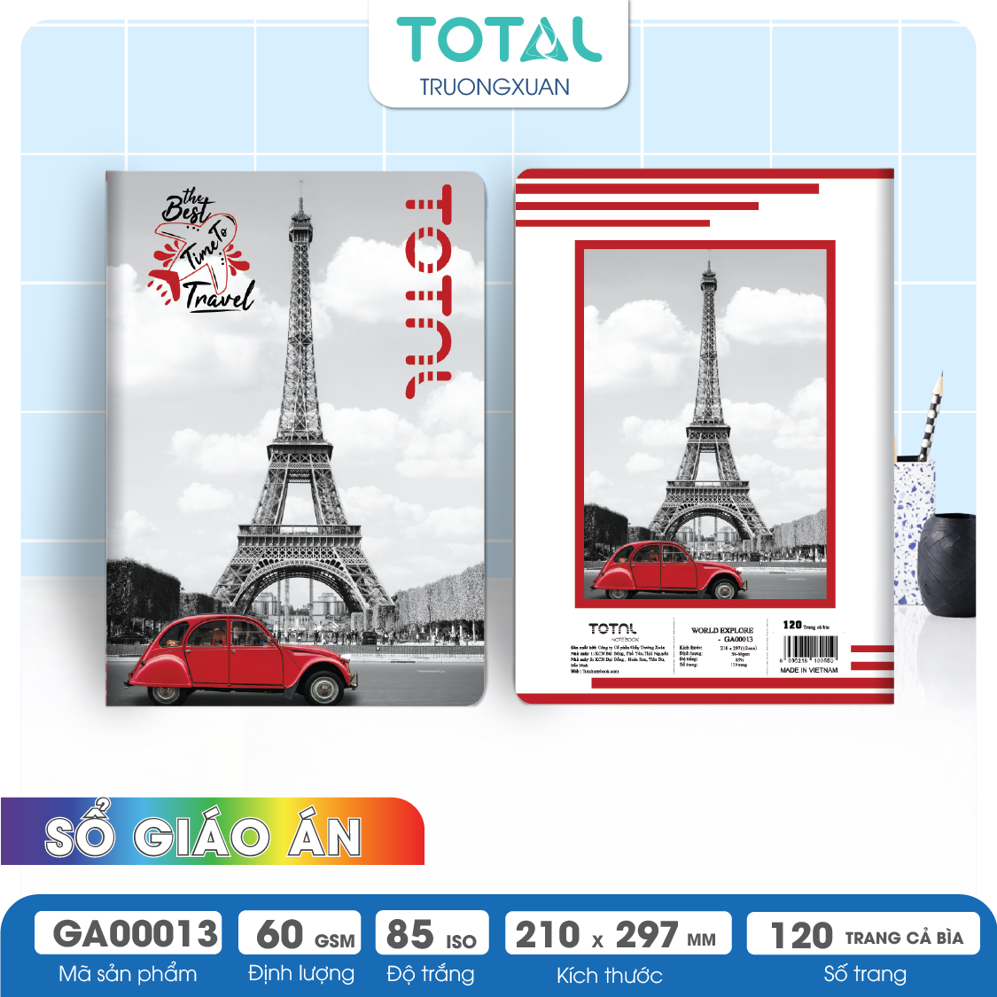 Sổ World Explore kẻ ngang A4 Total 120 trang