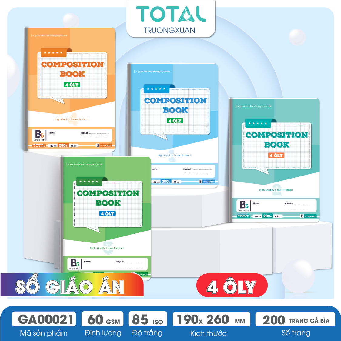Sổ B5 Composition Book 4 ôly 200 trang
