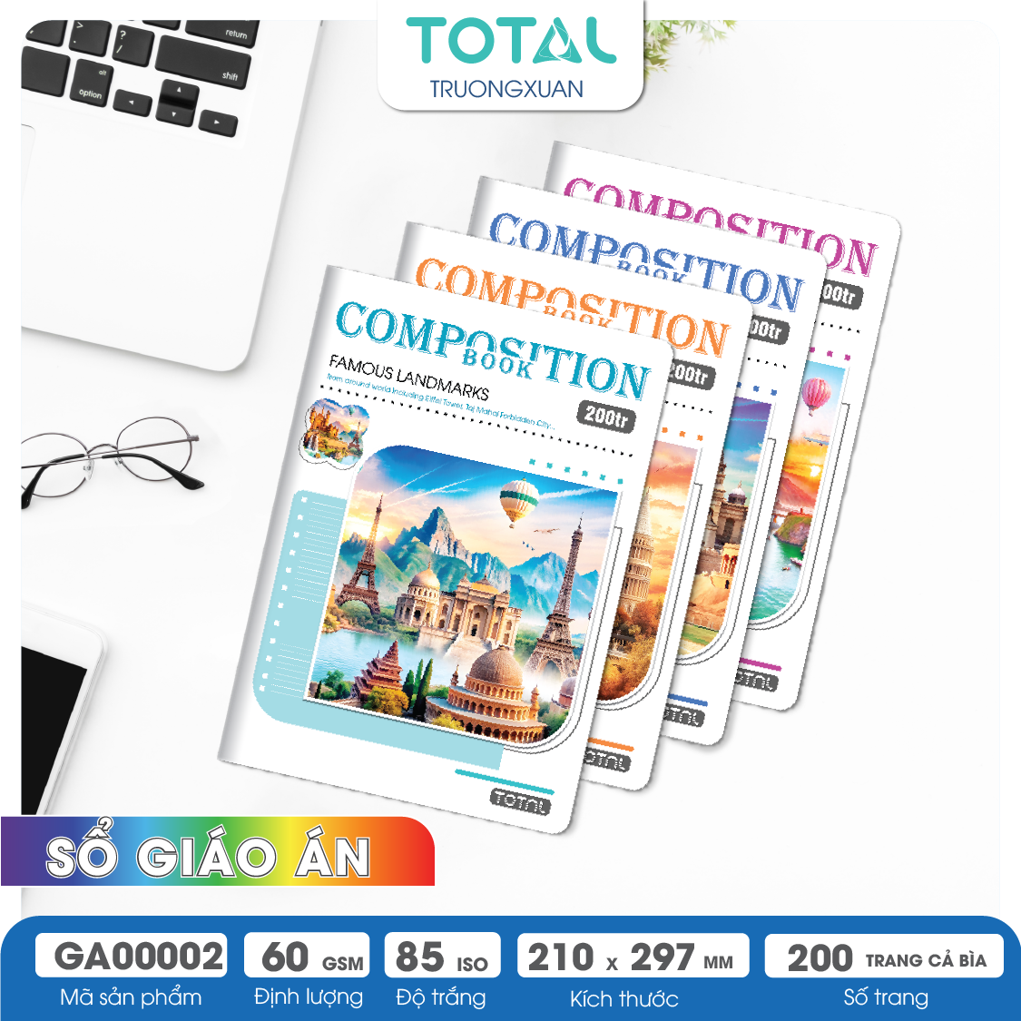 Sổ Country kẻ ngang A4 Total 200 trang