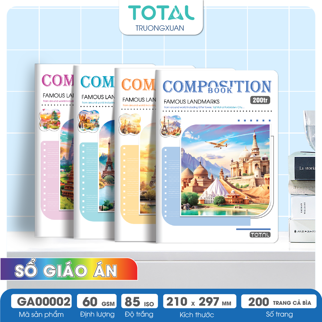 Sổ Country kẻ ngang A4 Total 200 trang