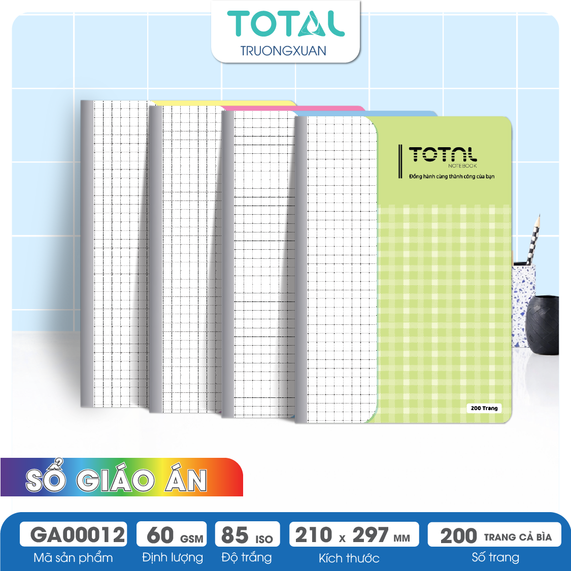 Sổ Lesson Plan kẻ ngang A4 Total 200 trang