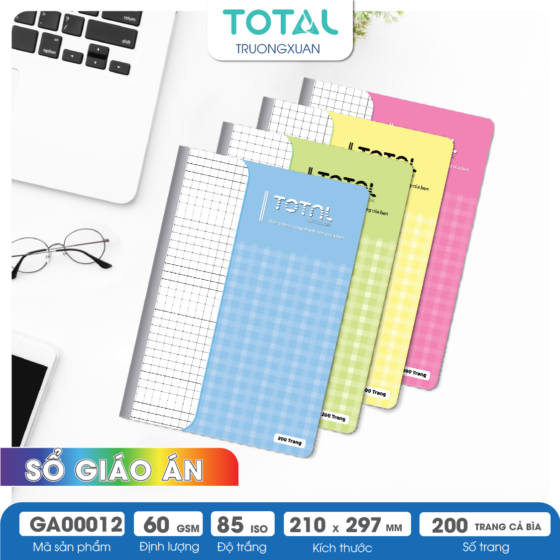 Sổ Lesson Plan kẻ ngang A4 Total 200 trang