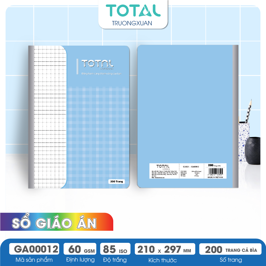 Sổ Lesson Plan kẻ ngang A4 Total 200 trang