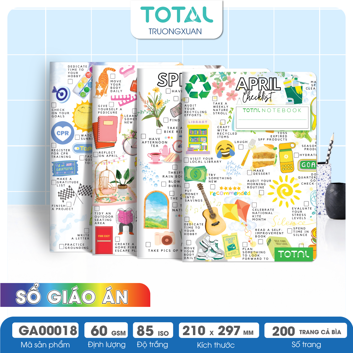 Sổ Lesson Plan kẻ ngang A4 Total 200 trang