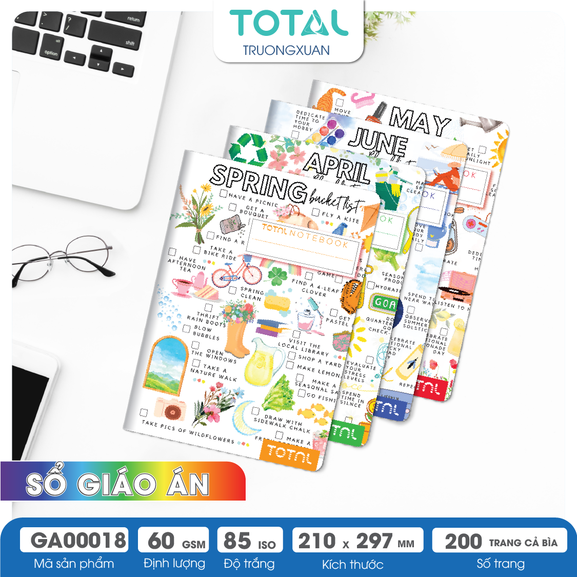 Sổ Lesson Plan kẻ ngang A4 Total 200 trang