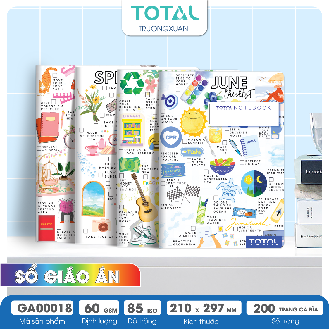 Sổ Lesson Plan kẻ ngang A4 Total 200 trang