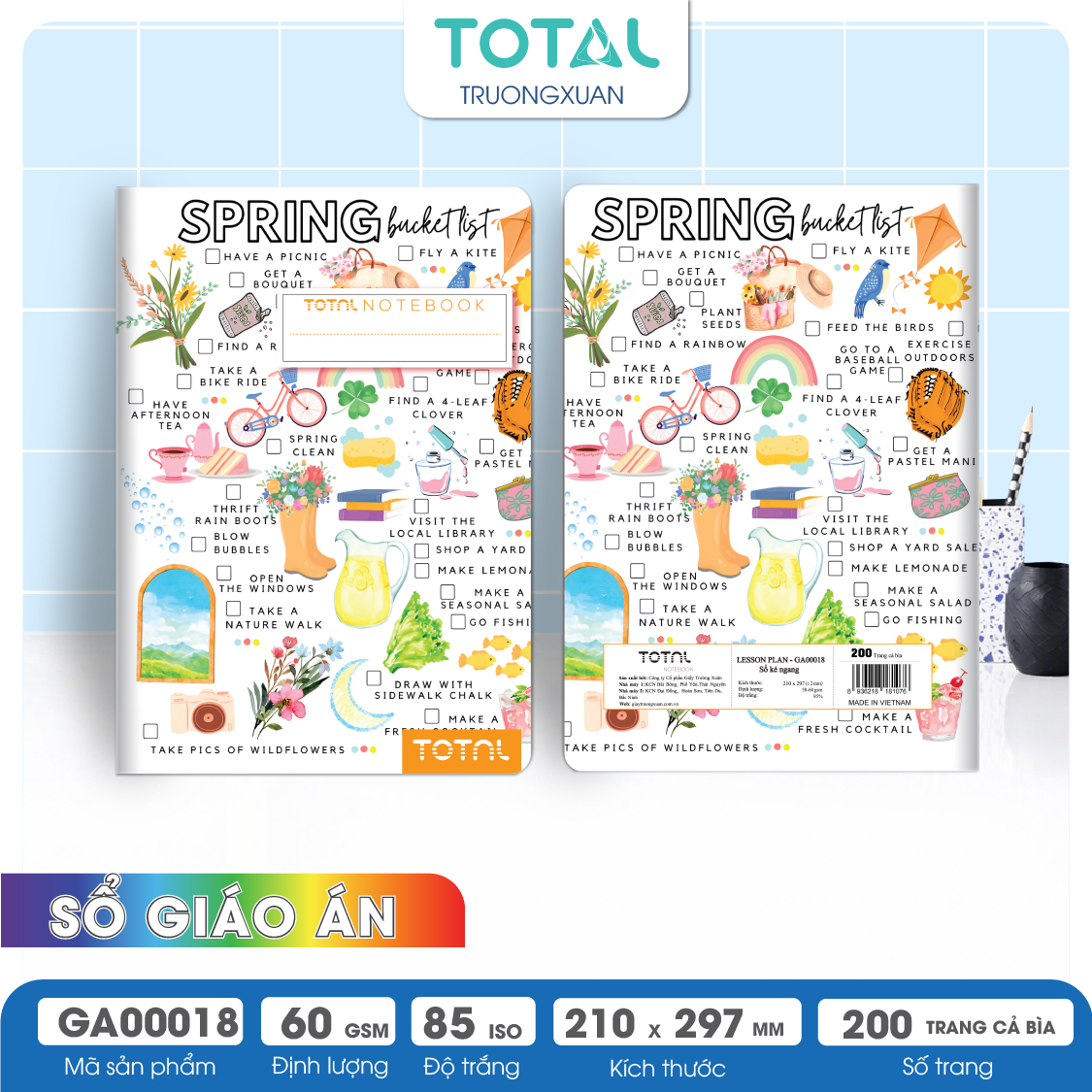 Sổ Lesson Plan kẻ ngang A4 Total 200 trang