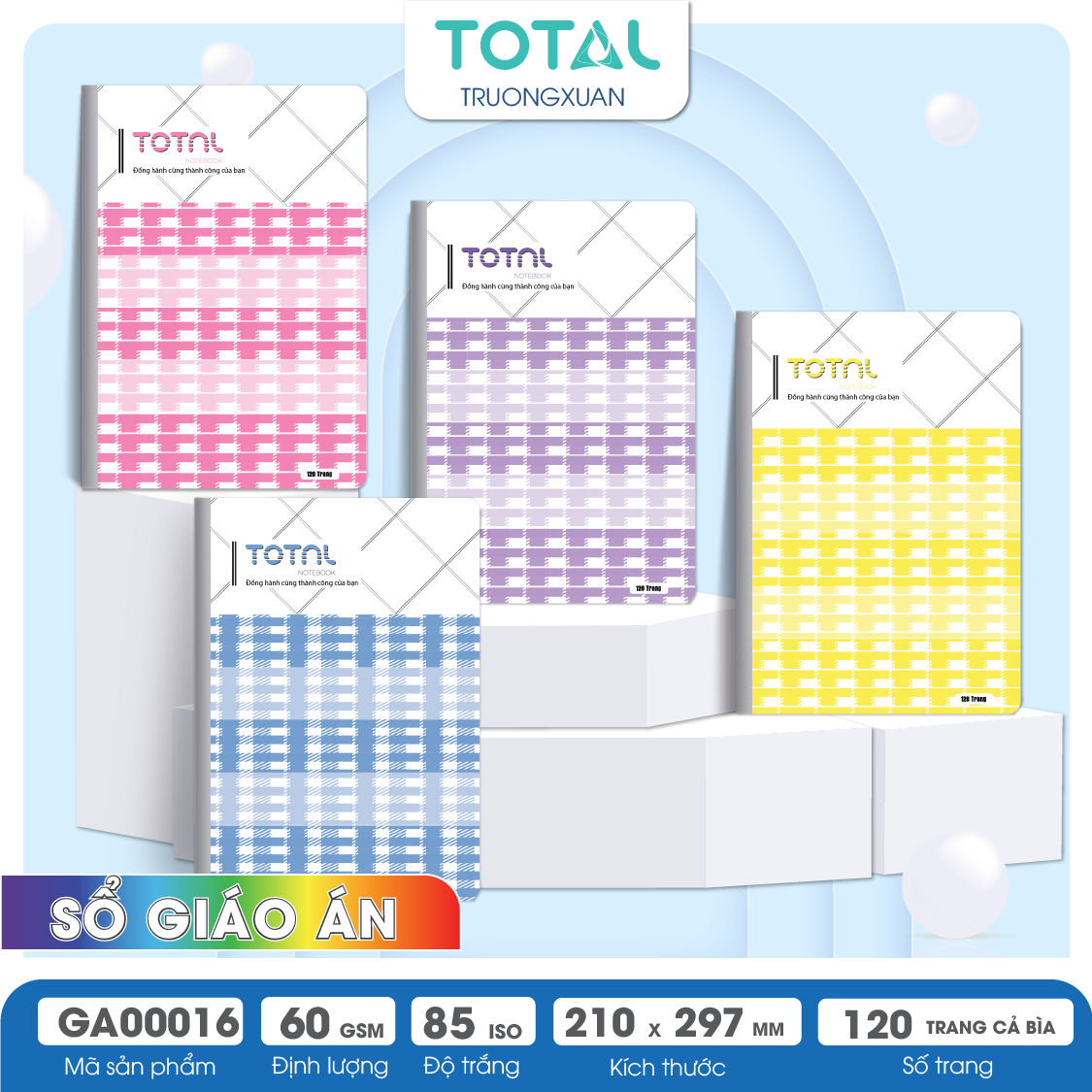 Sổ Lesson Plan kẻ ngang A4 Total 120 trang