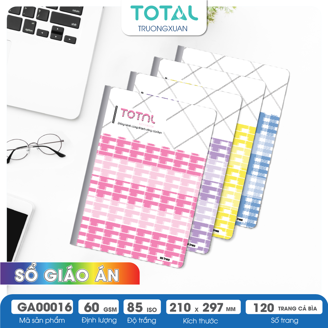 Sổ Lesson Plan kẻ ngang A4 Total 120 trang